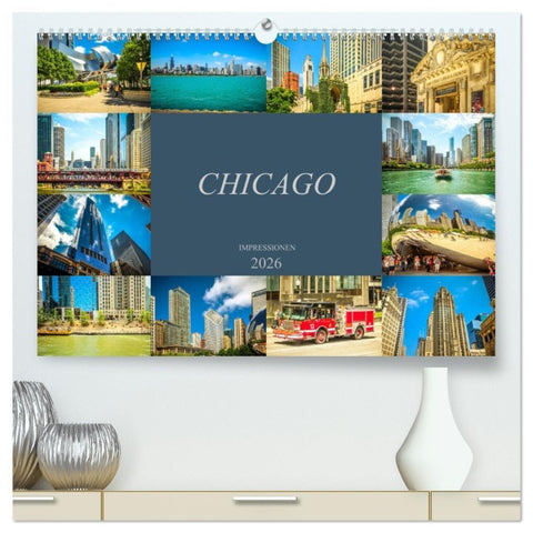 Chicago Impressionen (hochwertiger Premium Wandkalender 2026 DIN A2 quer), Kunstdruck in Hochglanz