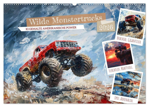 Wilde Monstertrucks (Wandkalender 2026 DIN A2 quer), CALVENDO Monatskalender