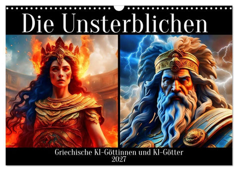 Die Unsterblichen - Griechische KI-Göttinnen und KI-Götter (Wandkalender 2027 DIN A3 quer), CALVENDO Monatskalender