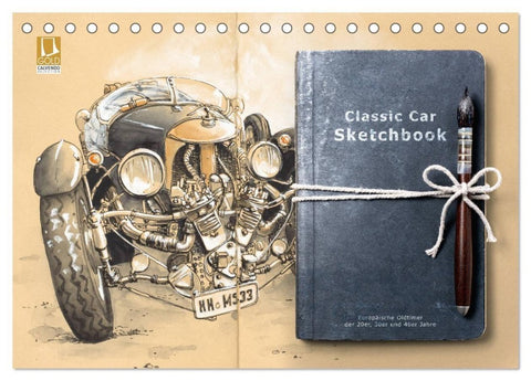 Classic Car Sketchbook (Tischkalender 2027 DIN A5 quer), CALVENDO Monatskalender