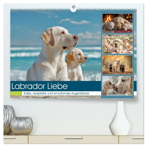 Labrador Liebe (hochwertiger Premium Wandkalender 2027 DIN A2 quer), Kunstdruck in Hochglanz
