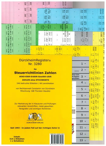 DürckheimRegister® STEUERRICHTLINIEN OHNE Stichworte, Wichtige Gesetze und §§,