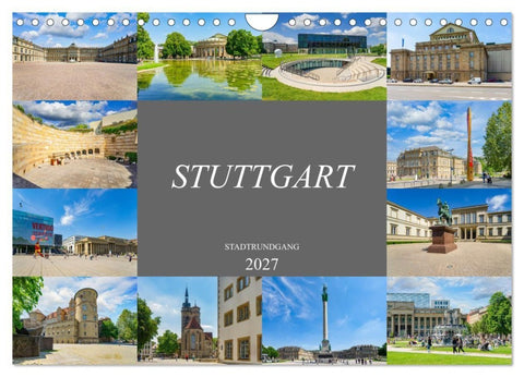 Stuttgart Stadtrundgang (Wandkalender 2027 DIN A4 quer), CALVENDO Monatskalender