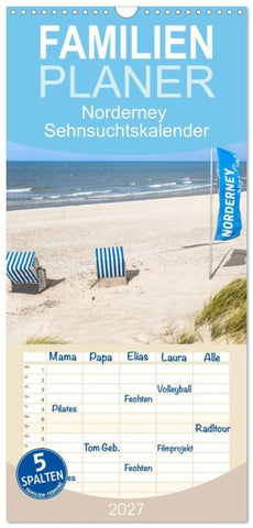 Familienplaner 2027 - Norderney Sehnsuchtskalender mit 5 Spalten (Wandkalender, 21 x 45 cm) CALVENDO