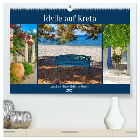 Idylle auf Kreta (hochwertiger Premium Wandkalender 2027 DIN A2 quer), Kunstdruck in Hochglanz