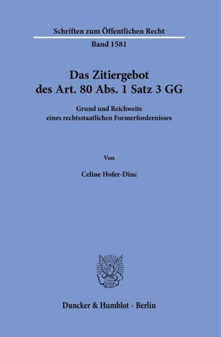 Das Zitiergebot des Art. 80 Abs. 1 Satz 3 GG