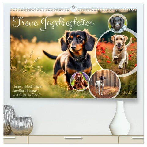 Treue Jagdbegleiter (hochwertiger Premium Wandkalender 2027 DIN A2 quer), Kunstdruck in Hochglanz