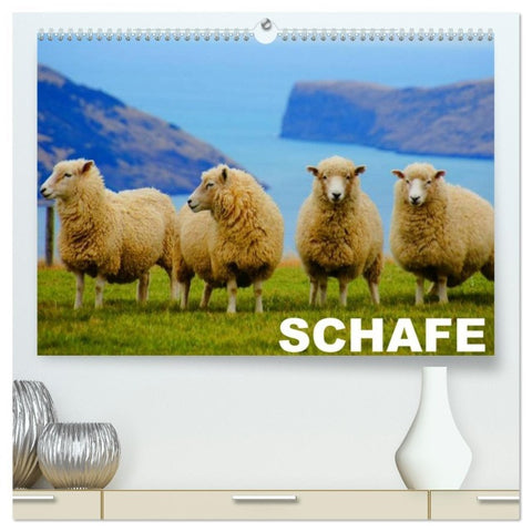 Schafe / Geburtstagskalender (hochwertiger Premium Wandkalender 2026 DIN A2 quer), Kunstdruck in Hochglanz