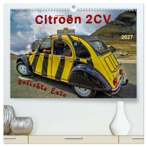 Citroën 2CV - geliebte Ente (hochwertiger Premium Wandkalender 2027 DIN A2 quer), Kunstdruck in Hochglanz