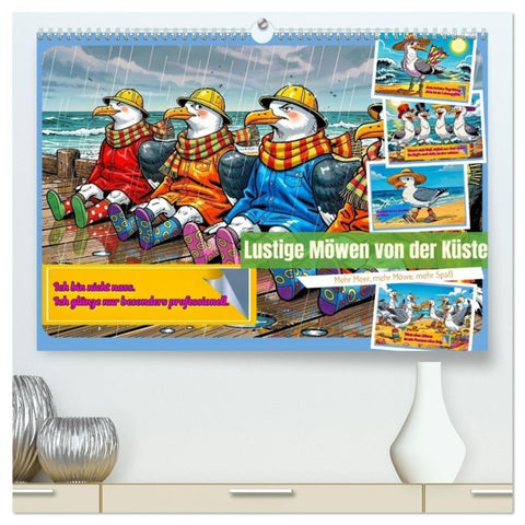 Lustige Möwen von der Küste (hochwertiger Premium Wandkalender 2027 DIN A2 quer), Kunstdruck in Hochglanz