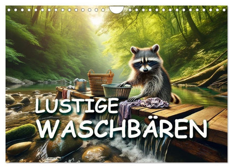 Lustige Waschbären (Wandkalender 2027 DIN A4 quer), CALVENDO Monatskalender