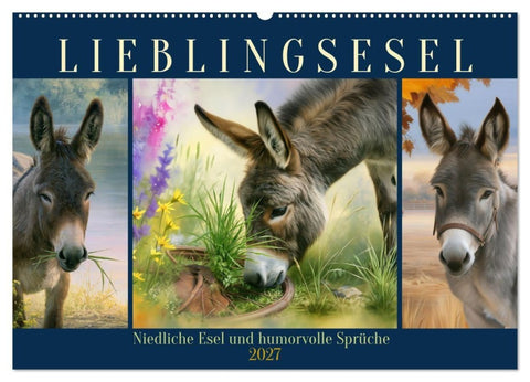 Lieblingsesel (Wandkalender 2027 DIN A2 quer), CALVENDO Monatskalender