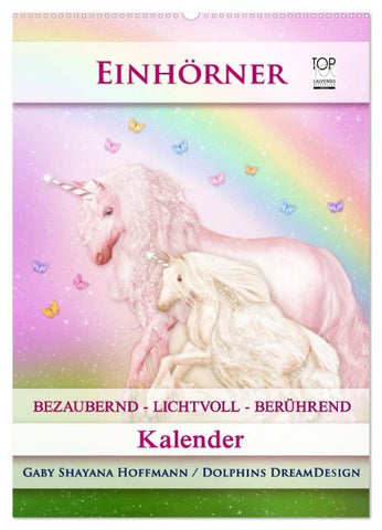 Einhörner - Kalender (Wandkalender 2026 DIN A2 hoch), CALVENDO Monatskalender