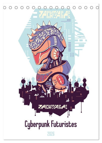 Cyberpunk Futuristes (Calendrier de bureau 2026 DIN A5 horizontal), CALVENDO calendrier mensuel