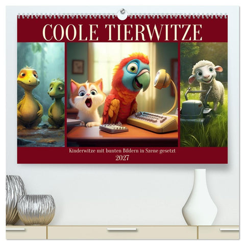 Coole Tierwitze (hochwertiger Premium Wandkalender 2027 DIN A2 quer), Kunstdruck in Hochglanz