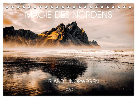 Magie des Nordens, Island und Norwegen (Tischkalender 2026 DIN A5 quer), CALVENDO Monatskalender