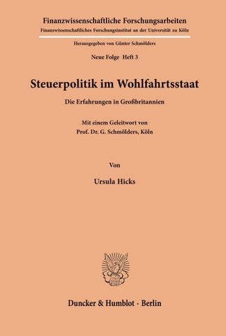 Steuerpolitik im Wohlfahrtsstaat.