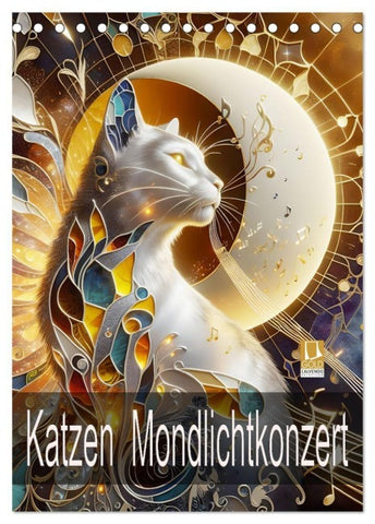 Katzen Mondlichtkonzert (Tischkalender 2027 DIN A5 hoch), CALVENDO Monatskalender