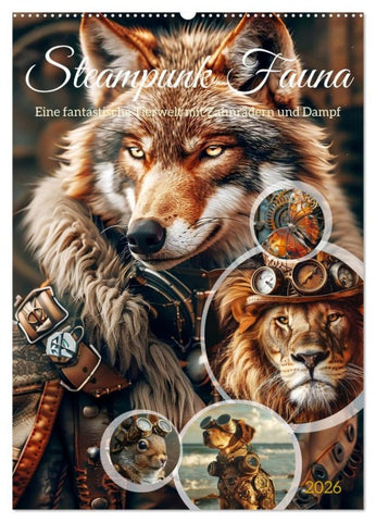 Steampunk Fauna (Wandkalender 2026 DIN A2 hoch), CALVENDO Monatskalender