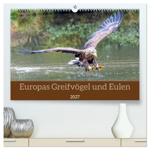 Europas Greifvögel und Eulen (hochwertiger Premium Wandkalender 2027 DIN A2 quer), Kunstdruck in Hochglanz