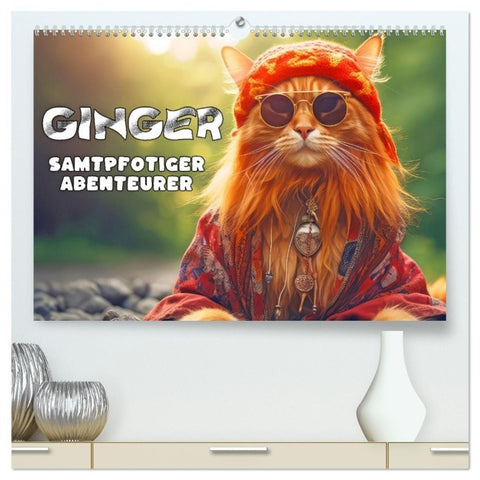 Ginger - Samtpfotiger Abenteurer (hochwertiger Premium Wandkalender 2027 DIN A2 quer), Kunstdruck in Hochglanz