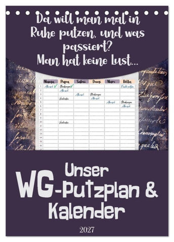Gothic WG-Putzplan & Kalender 2027 (Tischkalender 2027 DIN A5 hoch), CALVENDO Monatskalender
