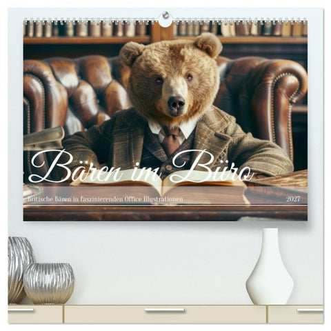 Bären im Büro (hochwertiger Premium Wandkalender 2027 DIN A2 quer), Kunstdruck in Hochglanz