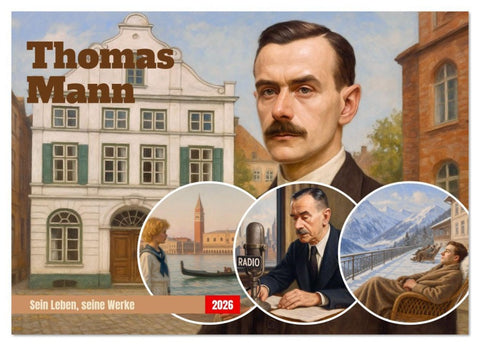Thomas Mann. Sein Leben, seine Werke (Wandkalender 2026 DIN A3 quer), CALVENDO Monatskalender