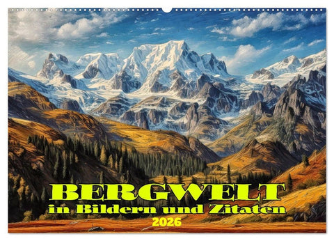Bergwelt in Bildern und Zitaten (Wandkalender 2026 DIN A2 quer), CALVENDO Monatskalender