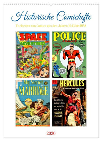 Historische Comichefte (Wandkalender 2026 DIN A2 hoch), CALVENDO Monatskalender
