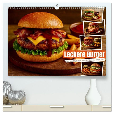 Leckere Burger (hochwertiger Premium Wandkalender 2026 DIN A2 quer), Kunstdruck in Hochglanz
