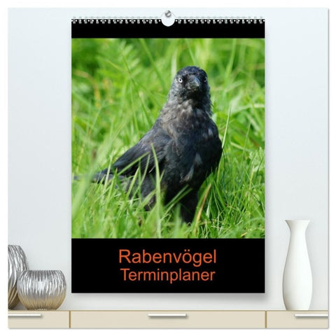 Rabenvögel Terminplaner (hochwertiger Premium Wandkalender 2027 DIN A2 hoch), Kunstdruck in Hochglanz