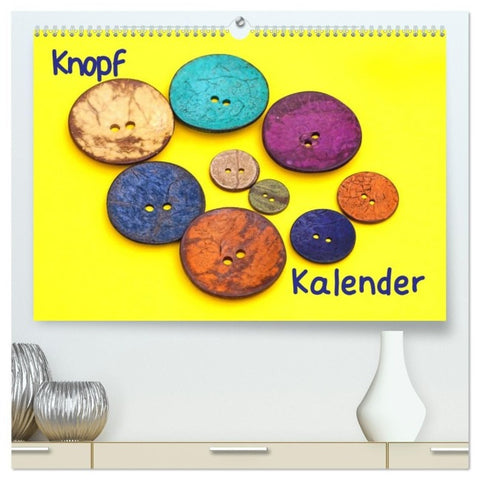 Knopfkalender (hochwertiger Premium Wandkalender 2027 DIN A2 quer), Kunstdruck in Hochglanz