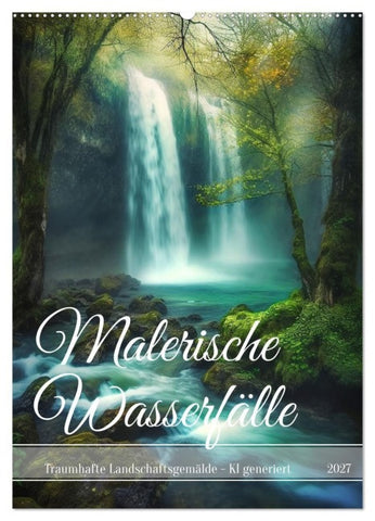 Malerische Wasserfälle (Wandkalender 2027 DIN A2 hoch), CALVENDO Monatskalender