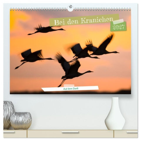 Bei den Kranichen (hochwertiger Premium Wandkalender 2027 DIN A2 quer), Kunstdruck in Hochglanz