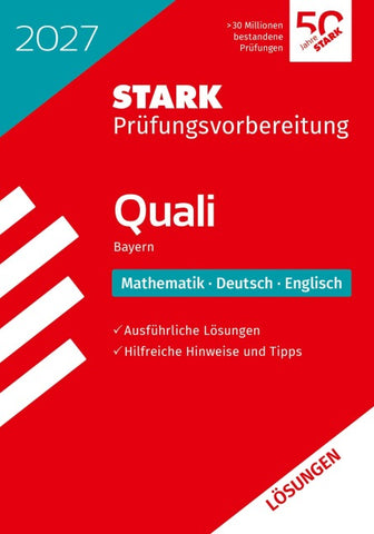 STARK Lösungen zu Mathematik, Deutsch, Englisch 9. Klasse - Quali Mittelschule 2027 Bayern - Prüfungsvorbereitung