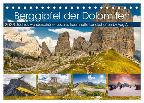 Berggipfel der Dolomiten (Tischkalender 2026 DIN A5 quer), CALVENDO Monatskalender