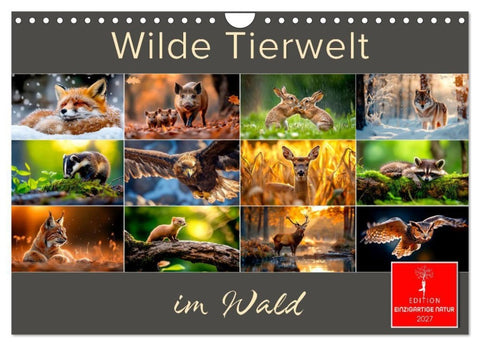 Wilde Tierwelt im Wald (Wandkalender 2027 DIN A4 quer), CALVENDO Monatskalender