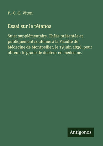 Essai sur le tétanos