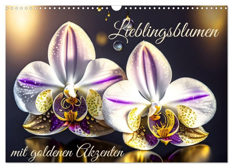 Lieblingsblumen mit goldenen Akzenten (Wandkalender 2027 DIN A3 quer), CALVENDO Monatskalender