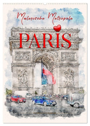 Paris - malerische Metropole (Wandkalender 2027 DIN A2 hoch), CALVENDO Monatskalender