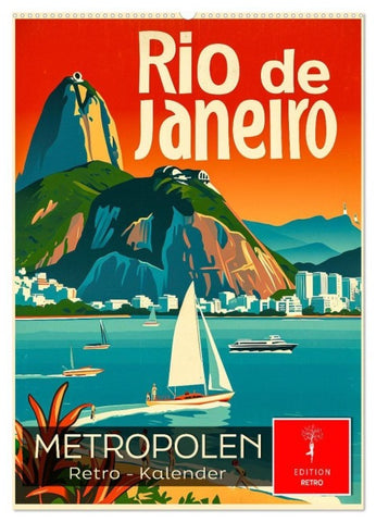 Metropolen Retro-Kalender (Wandkalender 2027 DIN A2 hoch), CALVENDO Monatskalender