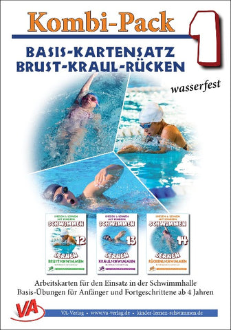 Kombi-Pack 1: Basis-Kartensatz "Technik" Brust-Kraul-Rücken, A5, laminiert