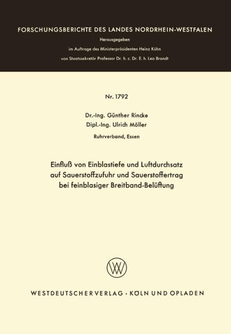 Einfluß von Einblastiefe und Luftdurchsatz auf Sauerstoffzufuhr und Sauerstoffertrag bei feinblasiger Breitband-Belüftung