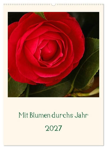 Mit Blumen durchs Jahr (Wandkalender 2027 DIN A2 hoch), CALVENDO Monatskalender