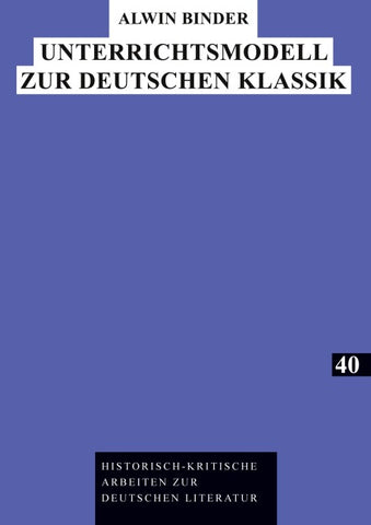 Unterrichtsmodell zur Deutschen Klassik