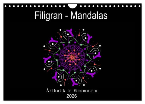 Filigran - Mandalas (Wandkalender 2026 DIN A4 quer), CALVENDO Monatskalender