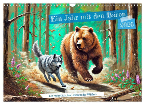 Ein Jahr mit den Bären - Ein majestätisches Leben in der Wildnis (Wandkalender 2026 DIN A3 quer), CALVENDO Monatskalender
