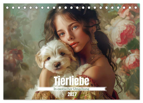 Tierliebe - In exotischer Umgebung (Tischkalender 2027 DIN A5 quer), CALVENDO Monatskalender
