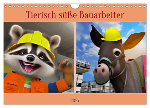 Tierisch süße Bauarbeiter (Wandkalender 2027 DIN A4 quer), CALVENDO Monatskalender
